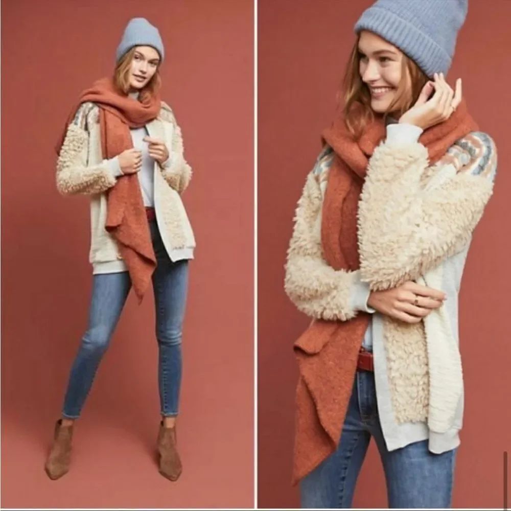 Anthropologie Amadi Fuzzy Unique Open Style Sweater Cardigan Feminine Boho